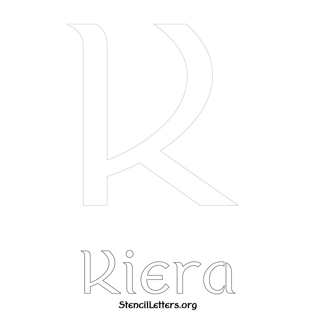 Kiera printable name initial stencil in Ancient Lettering