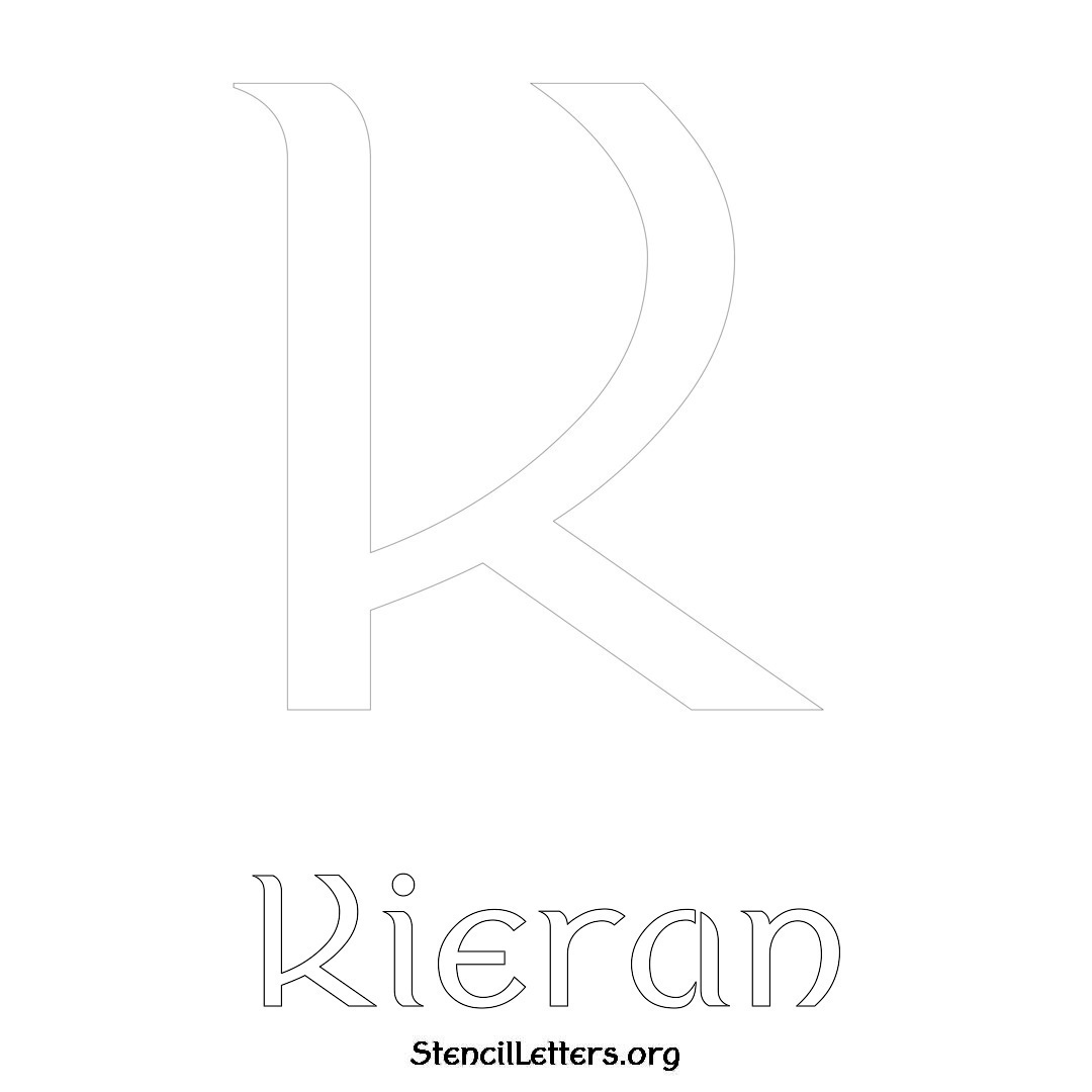 Kieran printable name initial stencil in Ancient Lettering