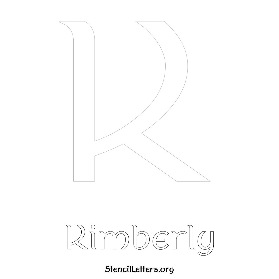 Kimberly printable name initial stencil in Ancient Lettering