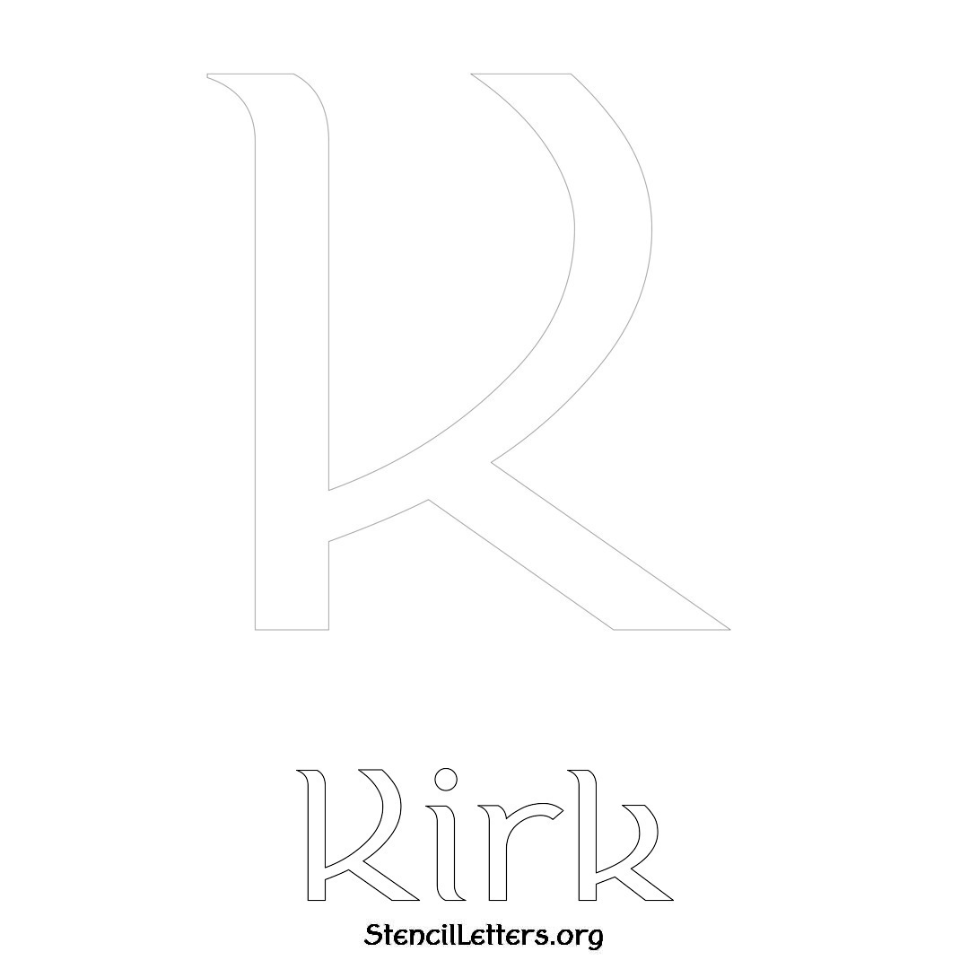 Kirk printable name initial stencil in Ancient Lettering