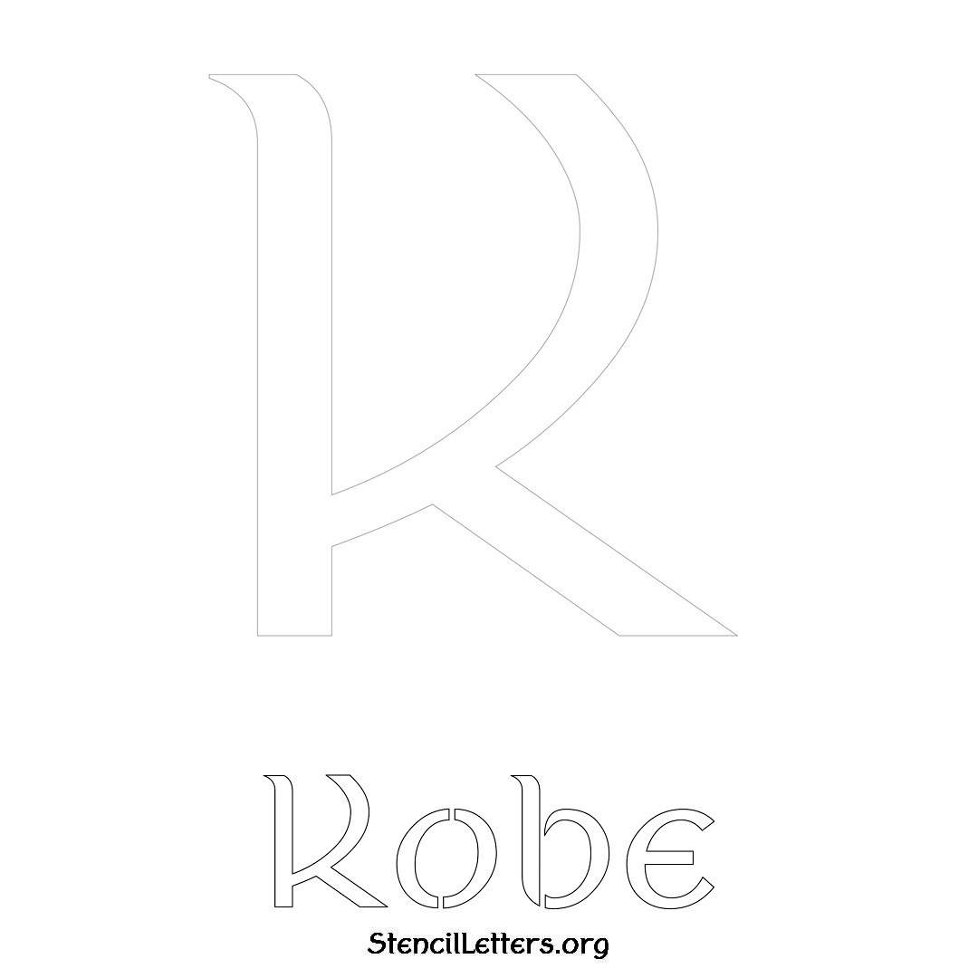 Kobe printable name initial stencil in Ancient Lettering