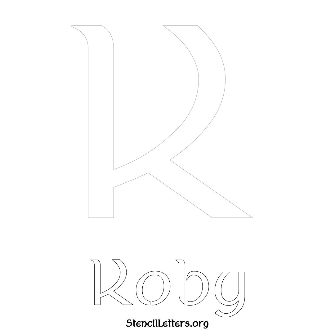 Koby printable name initial stencil in Ancient Lettering