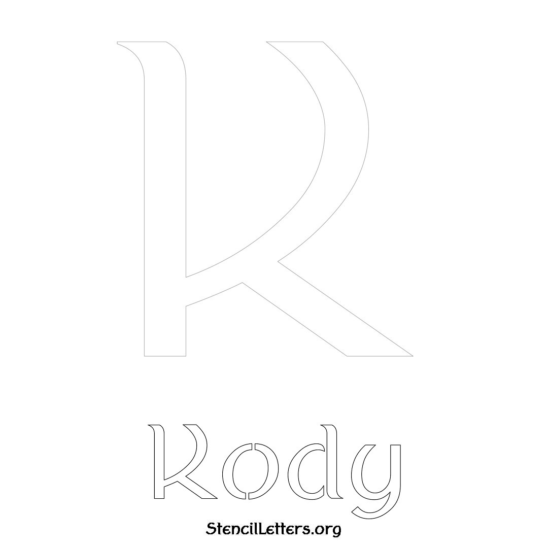 Kody printable name initial stencil in Ancient Lettering