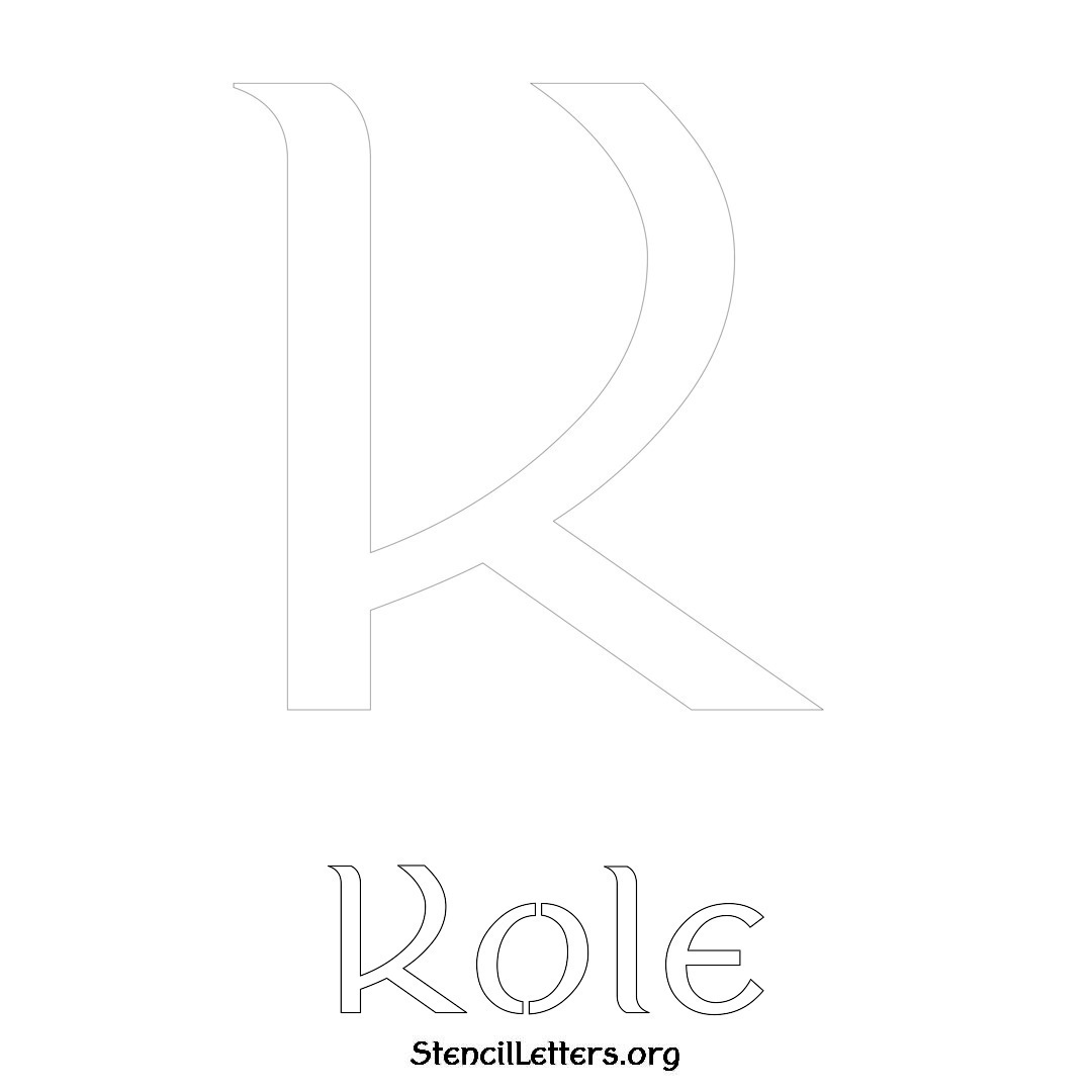 Kole printable name initial stencil in Ancient Lettering