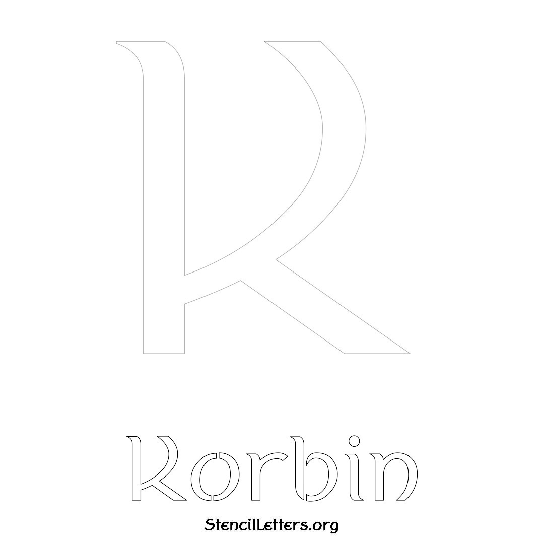 Korbin printable name initial stencil in Ancient Lettering
