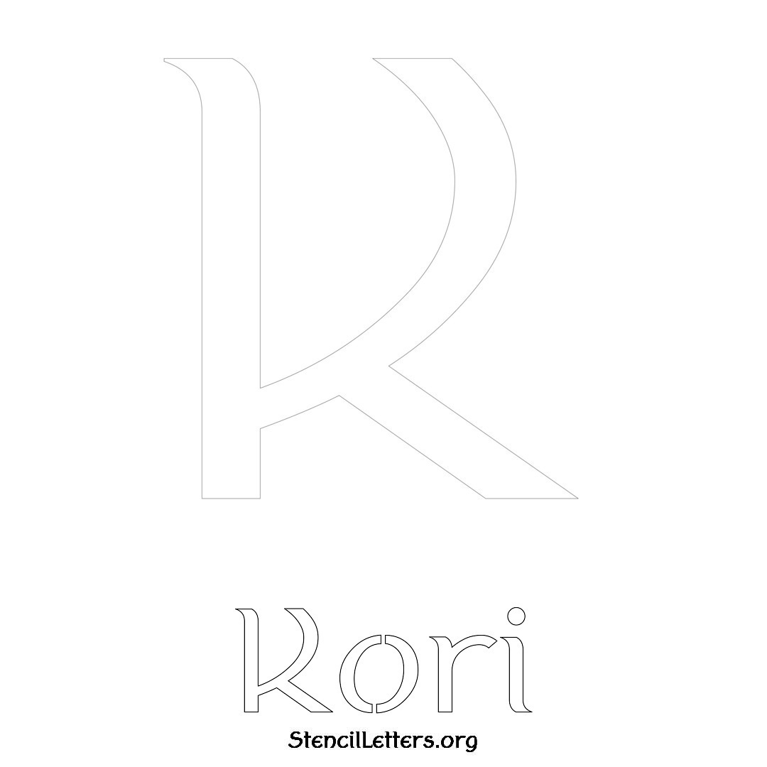 Kori printable name initial stencil in Ancient Lettering