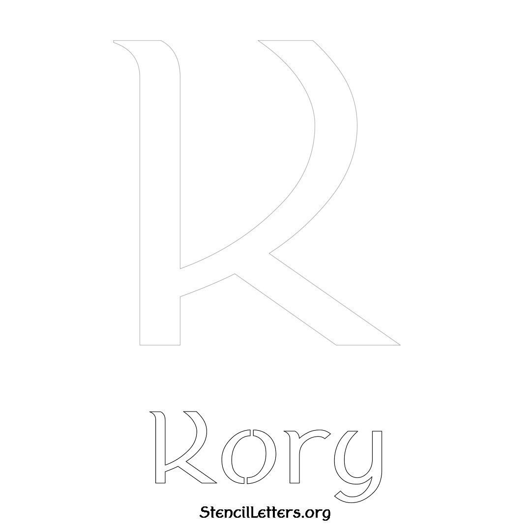 Kory printable name initial stencil in Ancient Lettering