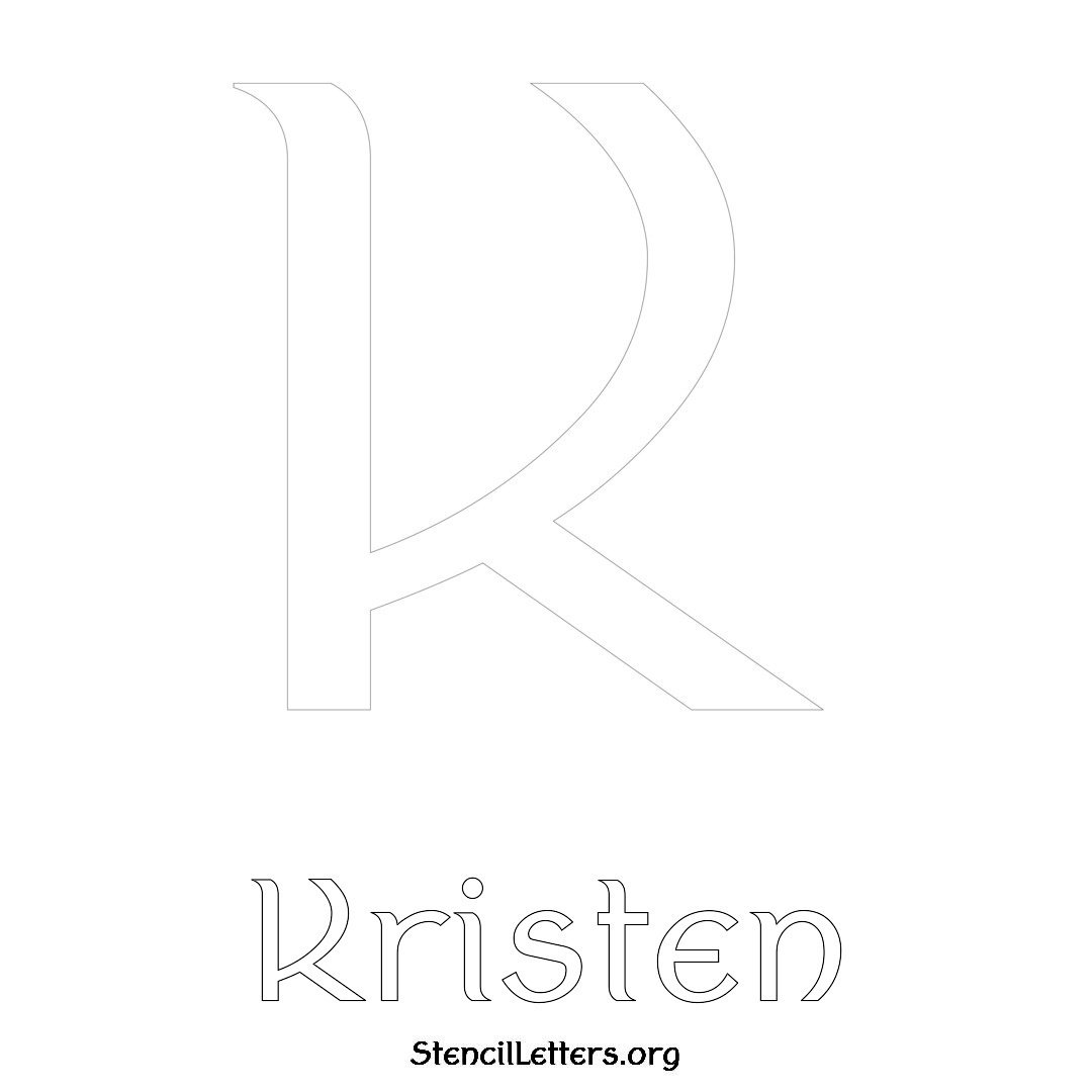 Kristen printable name initial stencil in Ancient Lettering