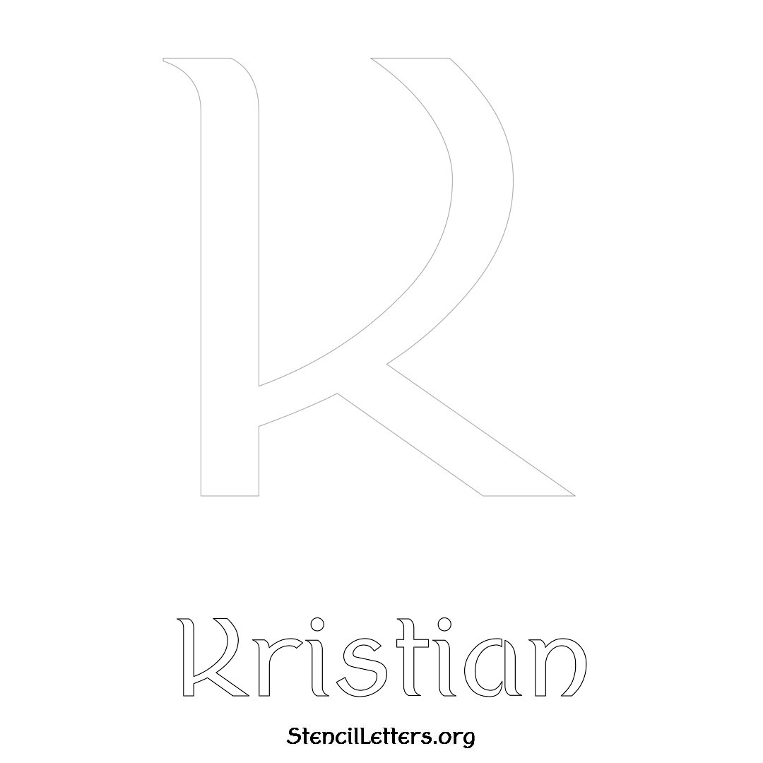 Kristian printable name initial stencil in Ancient Lettering