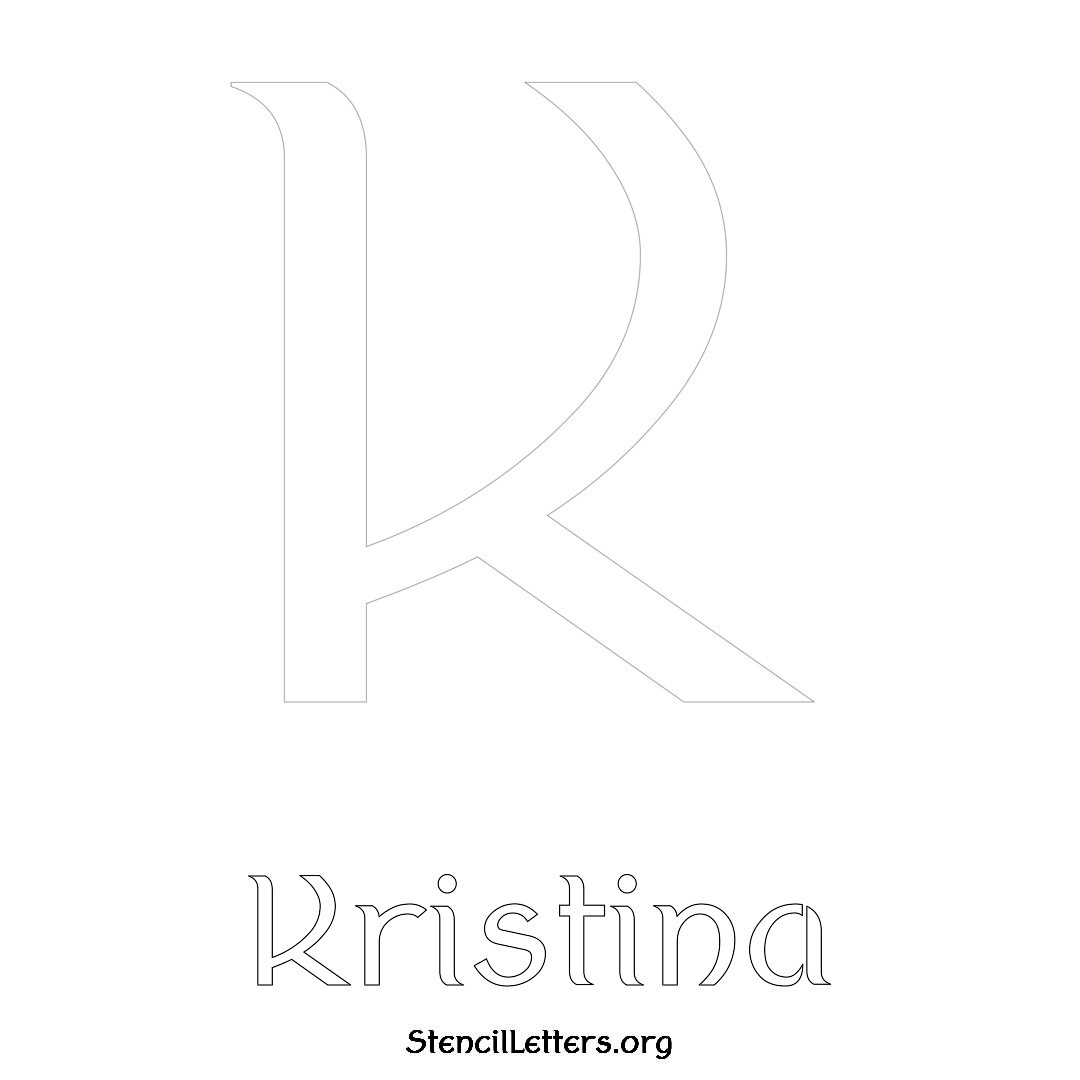 Kristina printable name initial stencil in Ancient Lettering