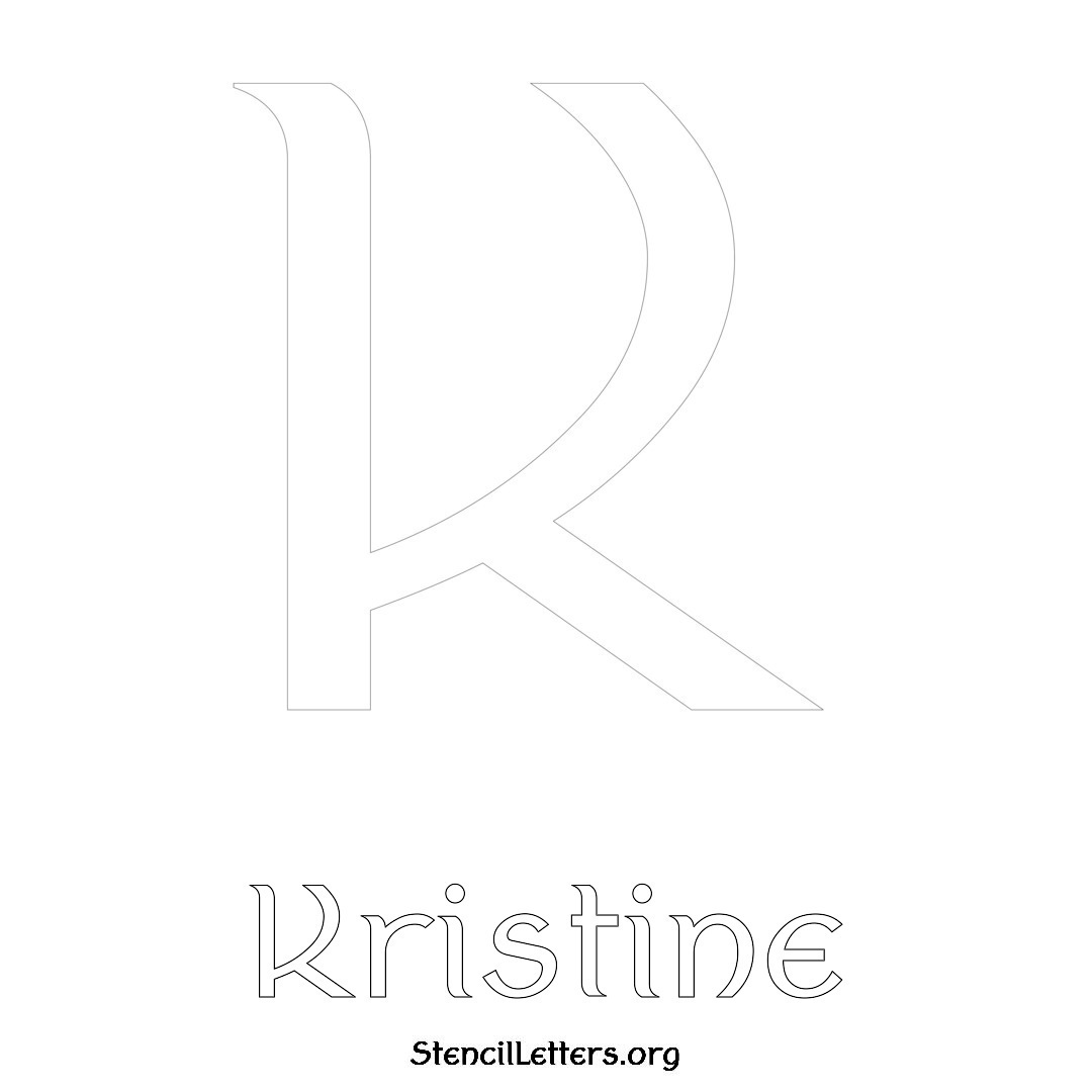 Kristine printable name initial stencil in Ancient Lettering