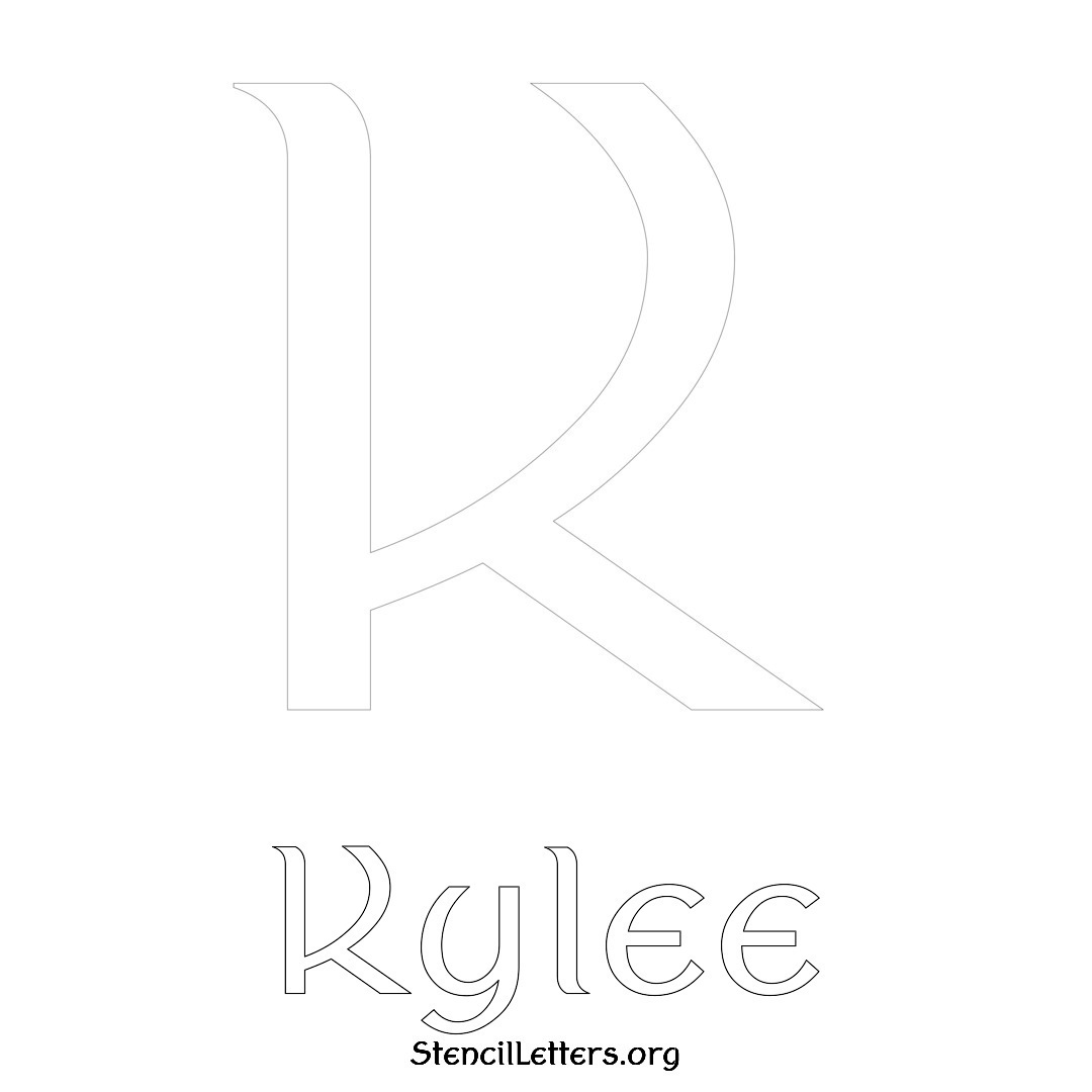 Kylee printable name initial stencil in Ancient Lettering