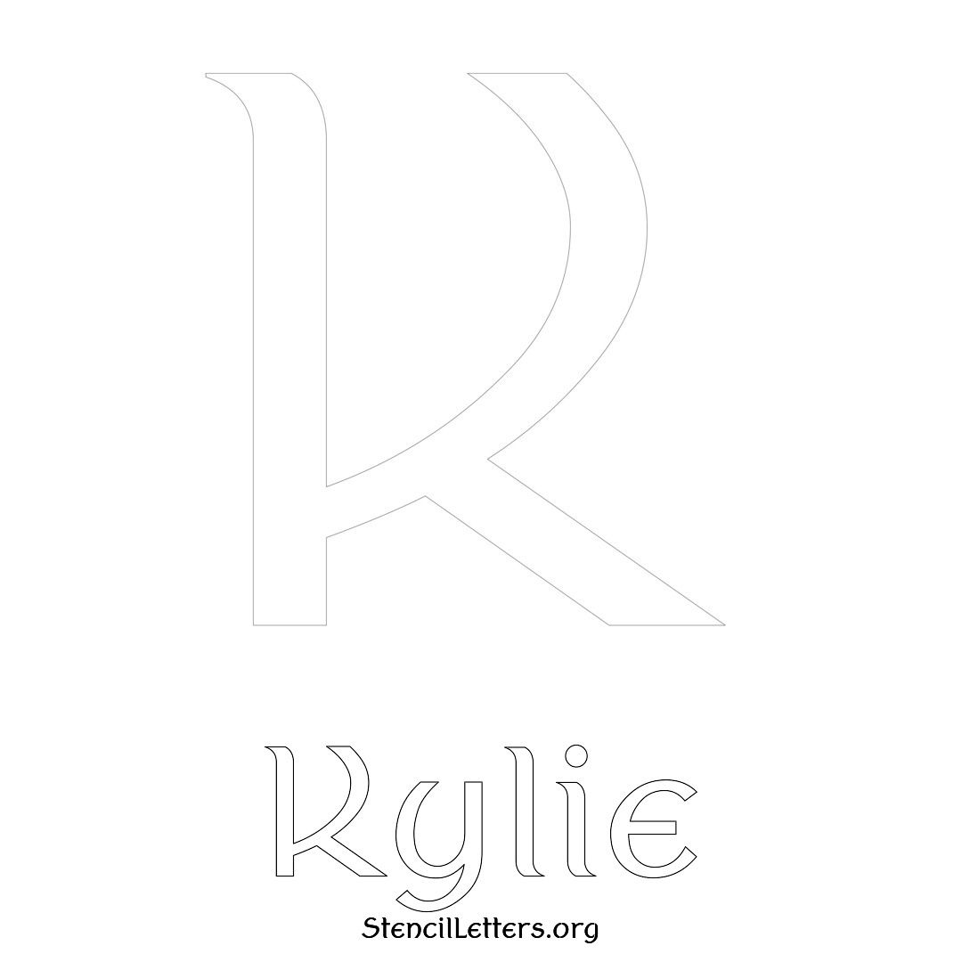 Kylie printable name initial stencil in Ancient Lettering