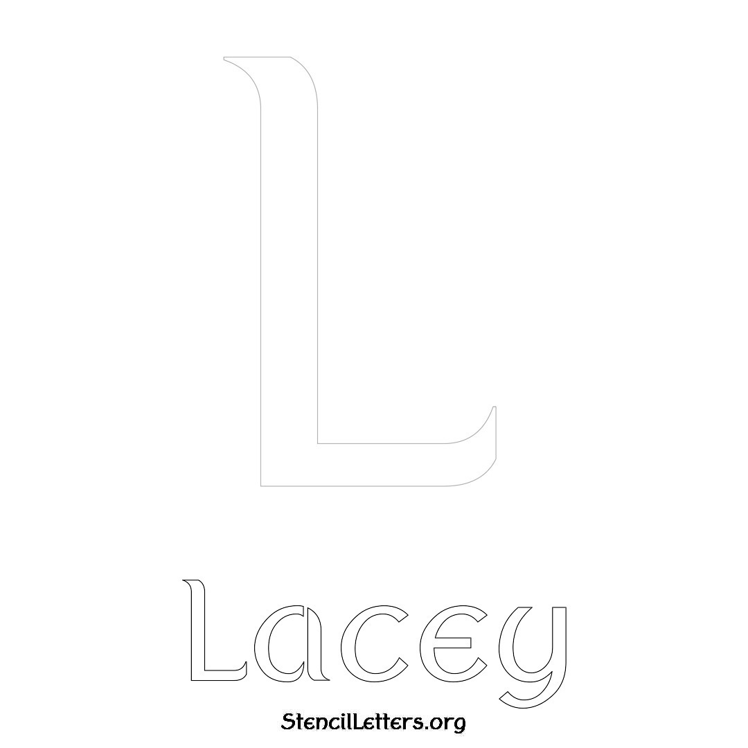 Lacey printable name initial stencil in Ancient Lettering