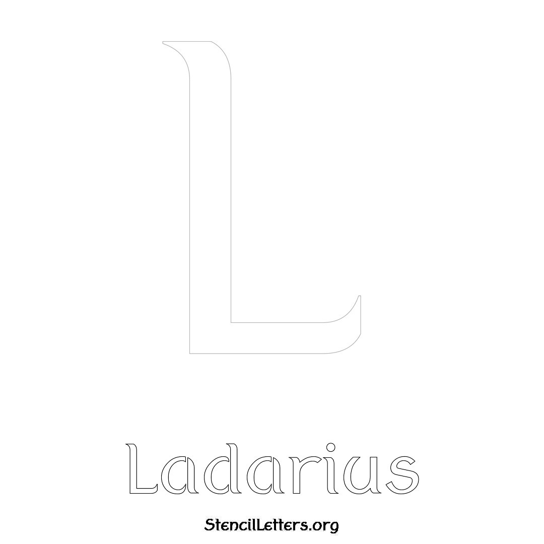 Ladarius printable name initial stencil in Ancient Lettering