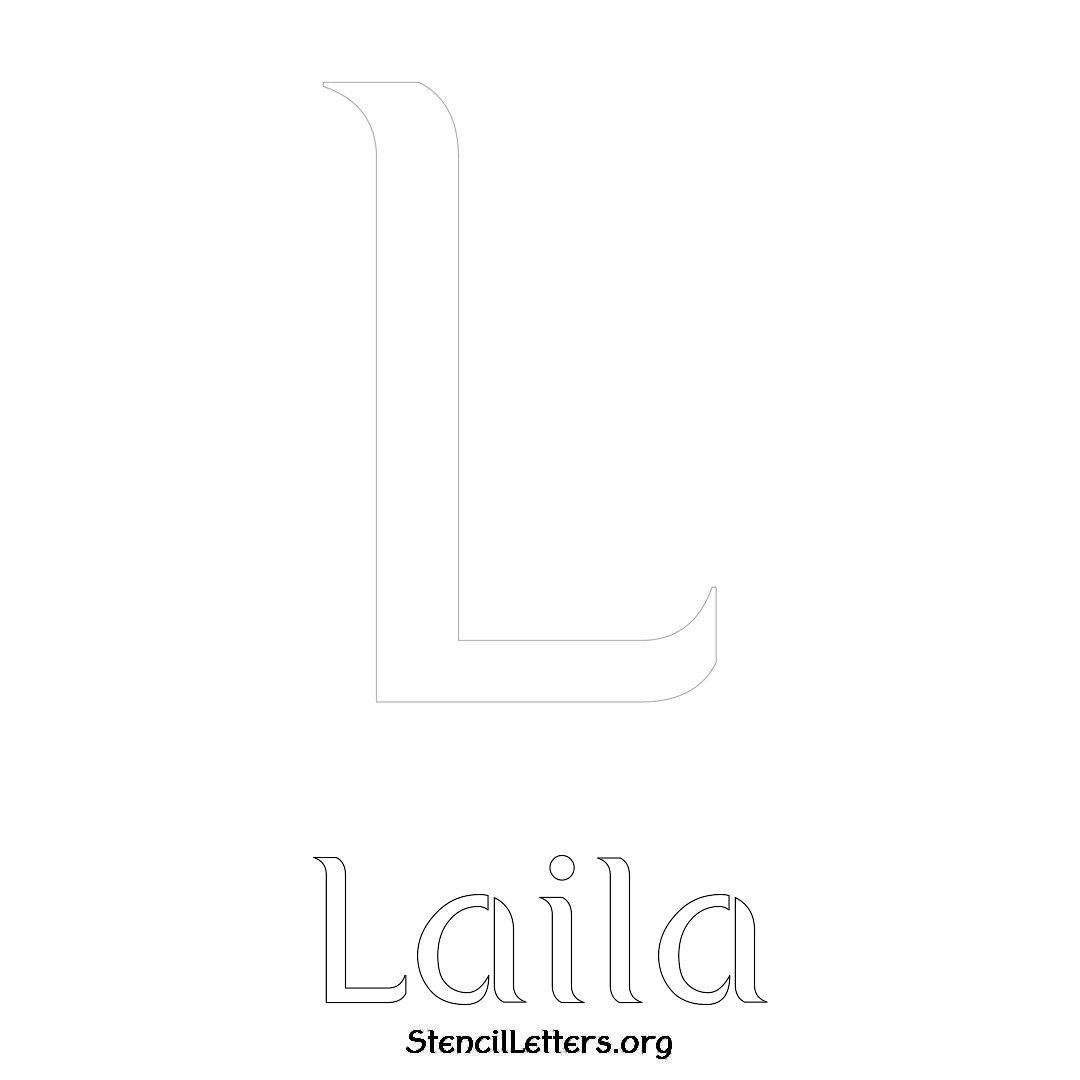 Laila printable name initial stencil in Ancient Lettering