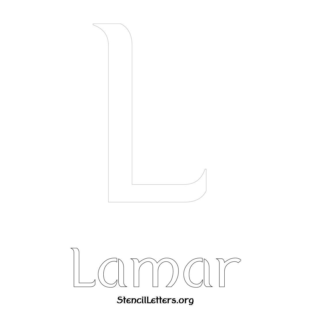 Lamar printable name initial stencil in Ancient Lettering