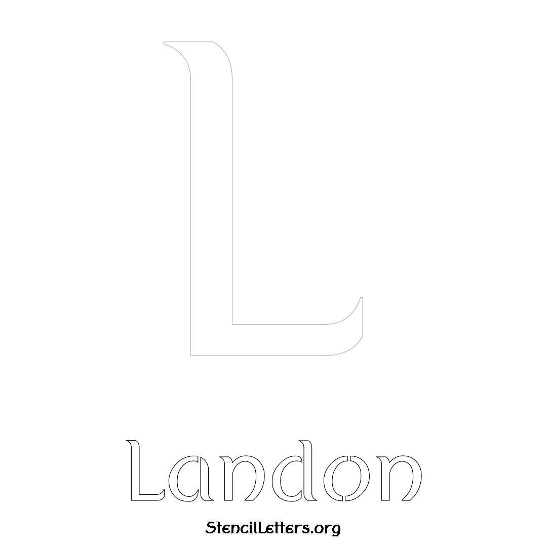 Landon printable name initial stencil in Ancient Lettering