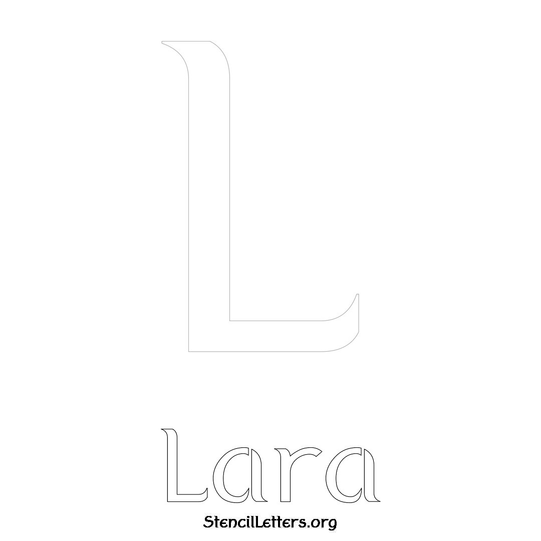 Lara printable name initial stencil in Ancient Lettering