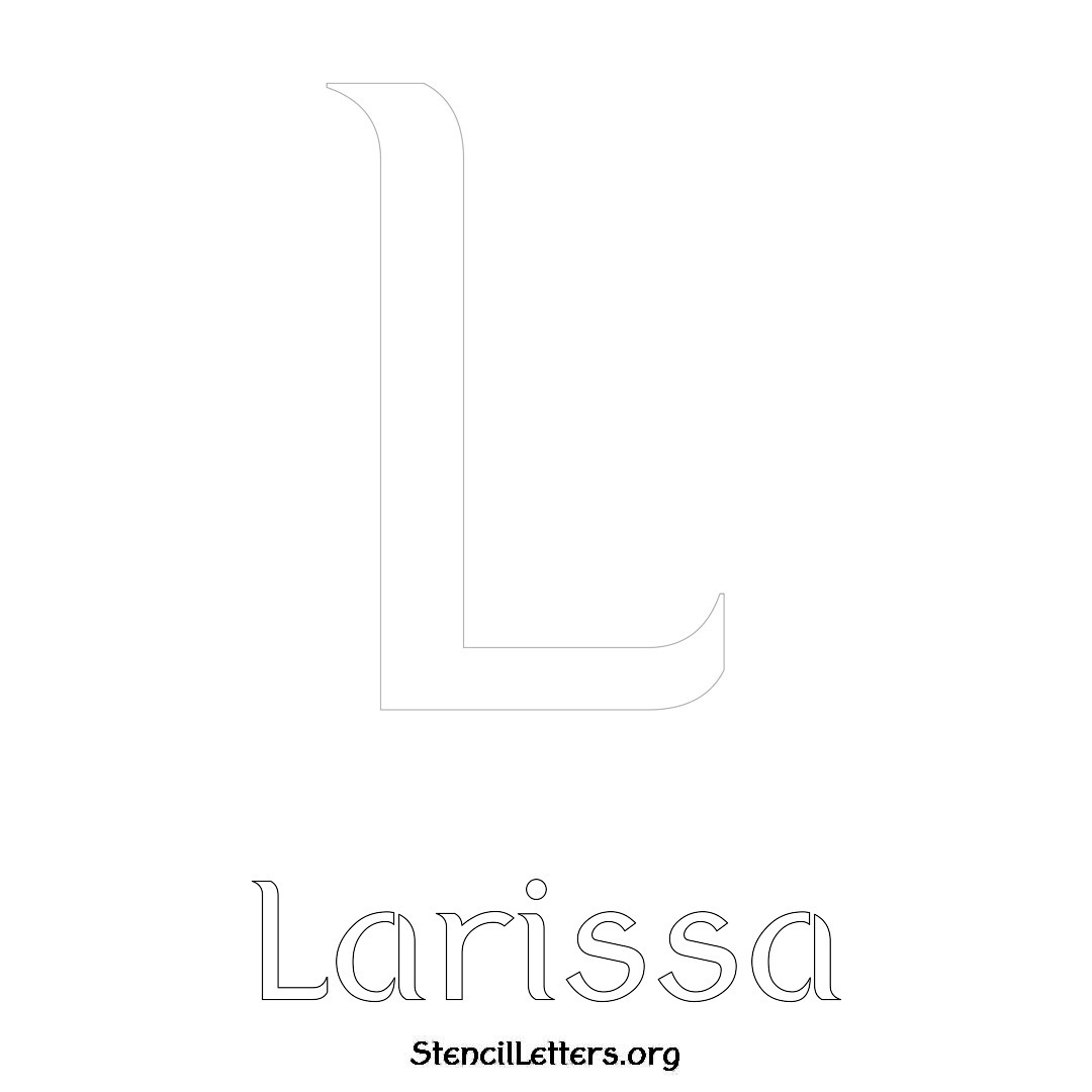 Larissa printable name initial stencil in Ancient Lettering