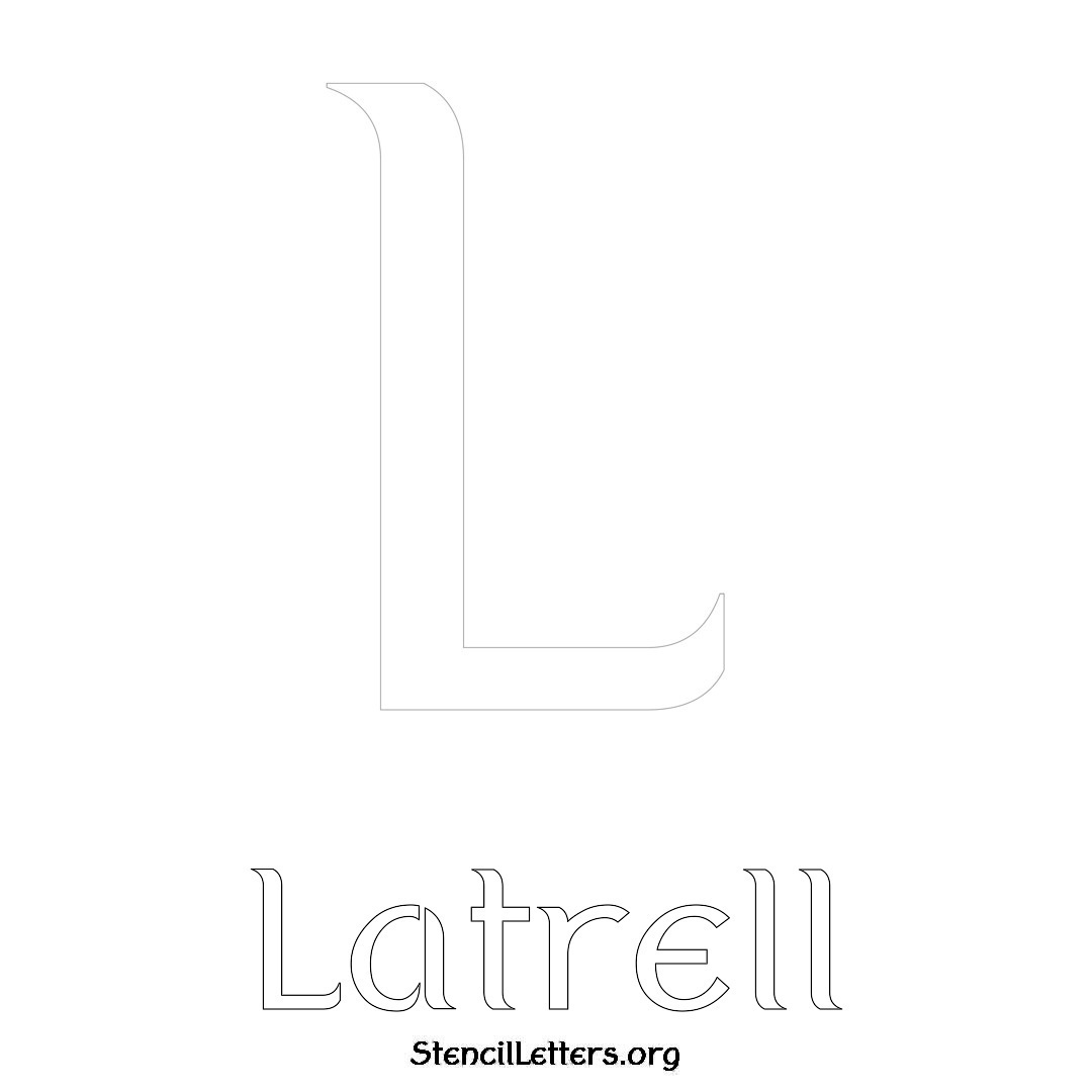 Latrell printable name initial stencil in Ancient Lettering