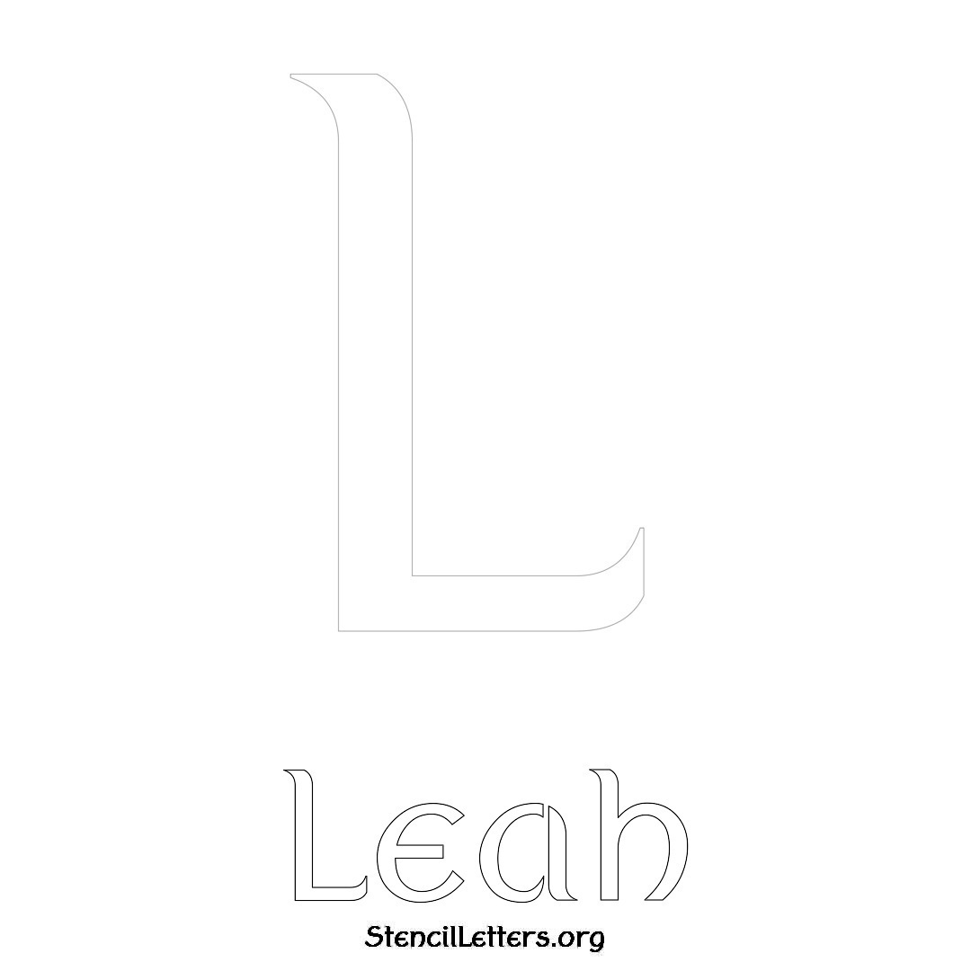 Leah printable name initial stencil in Ancient Lettering