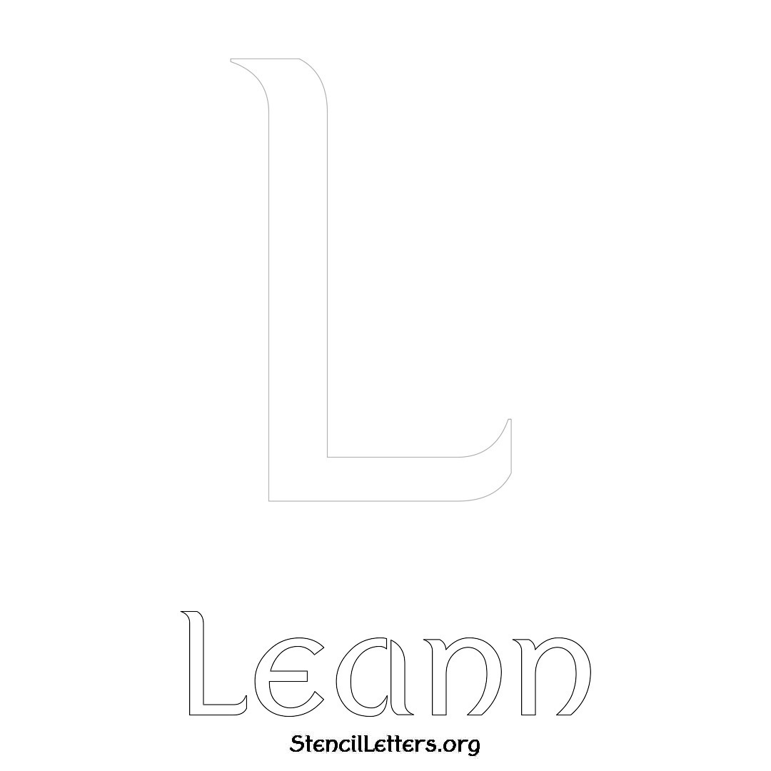 Leann printable name initial stencil in Ancient Lettering