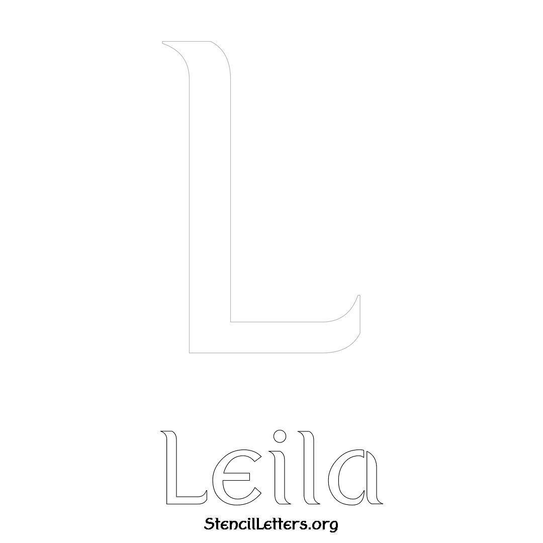 Leila printable name initial stencil in Ancient Lettering