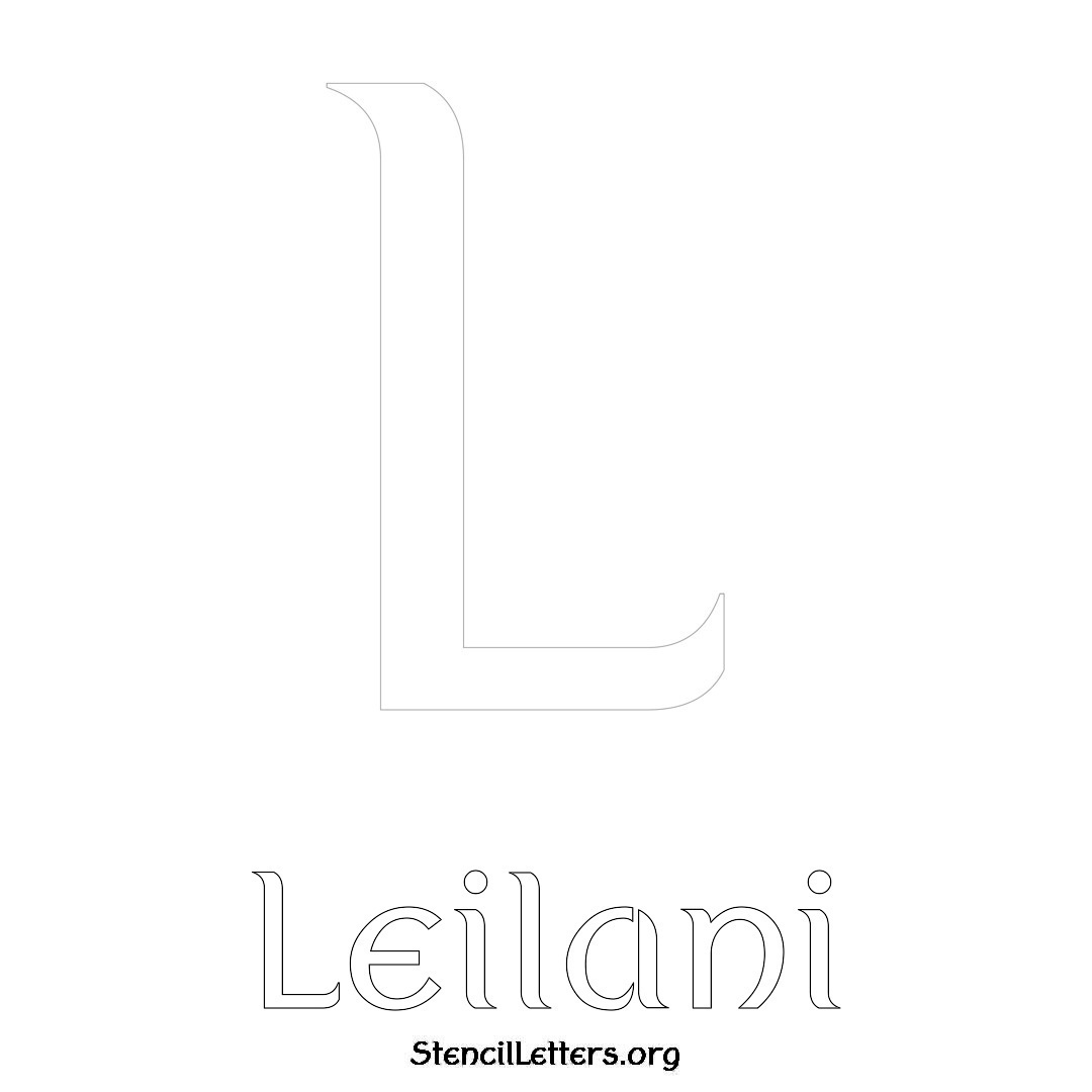 Leilani printable name initial stencil in Ancient Lettering