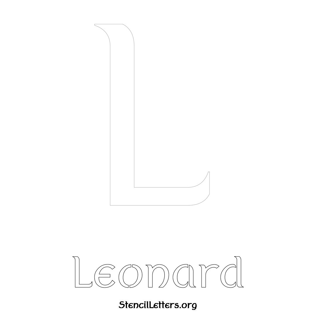 Leonard printable name initial stencil in Ancient Lettering