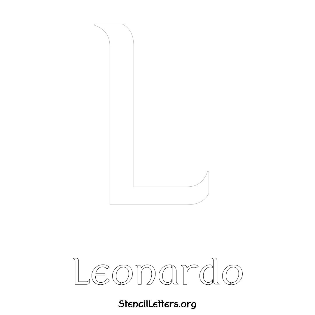 Leonardo printable name initial stencil in Ancient Lettering