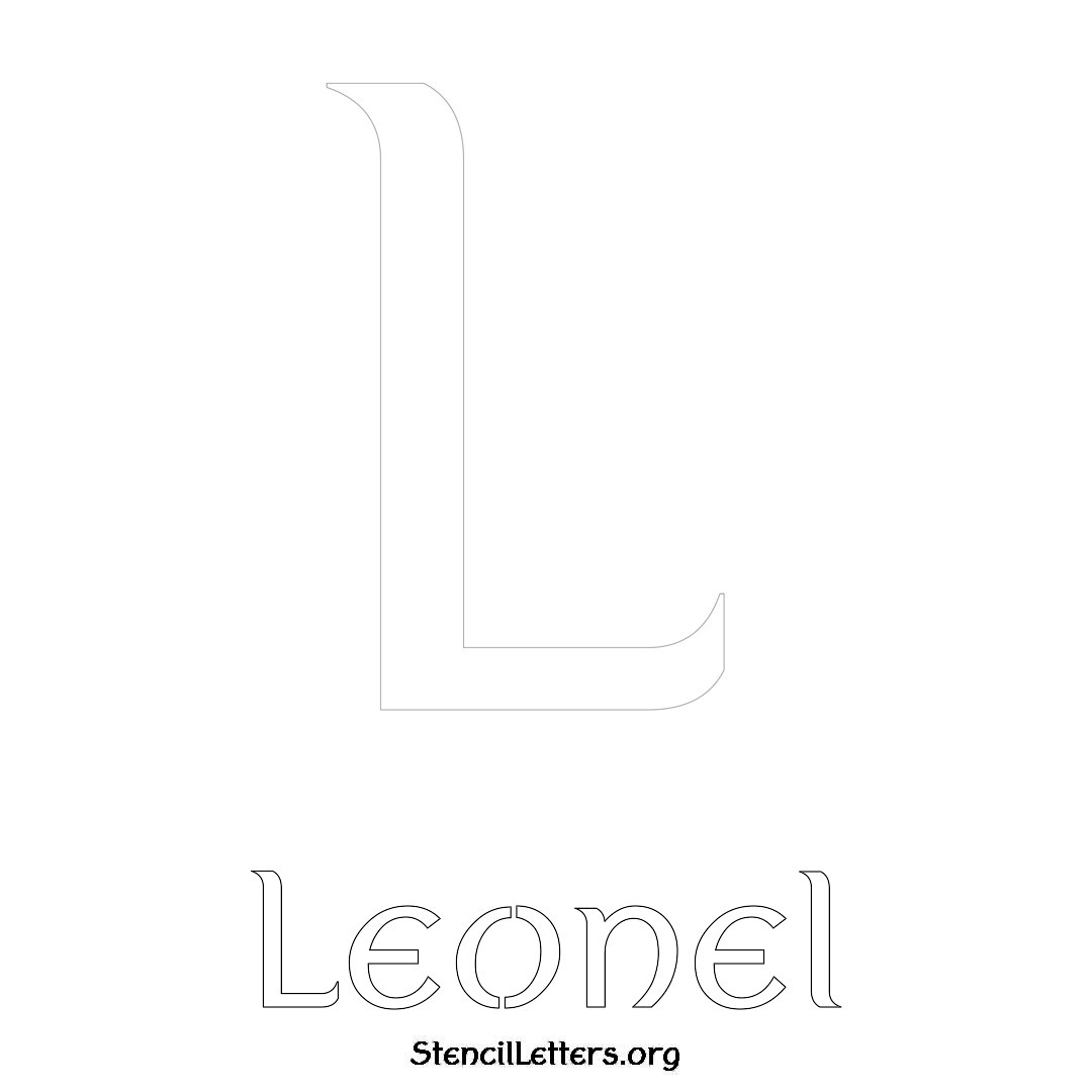 Leonel printable name initial stencil in Ancient Lettering