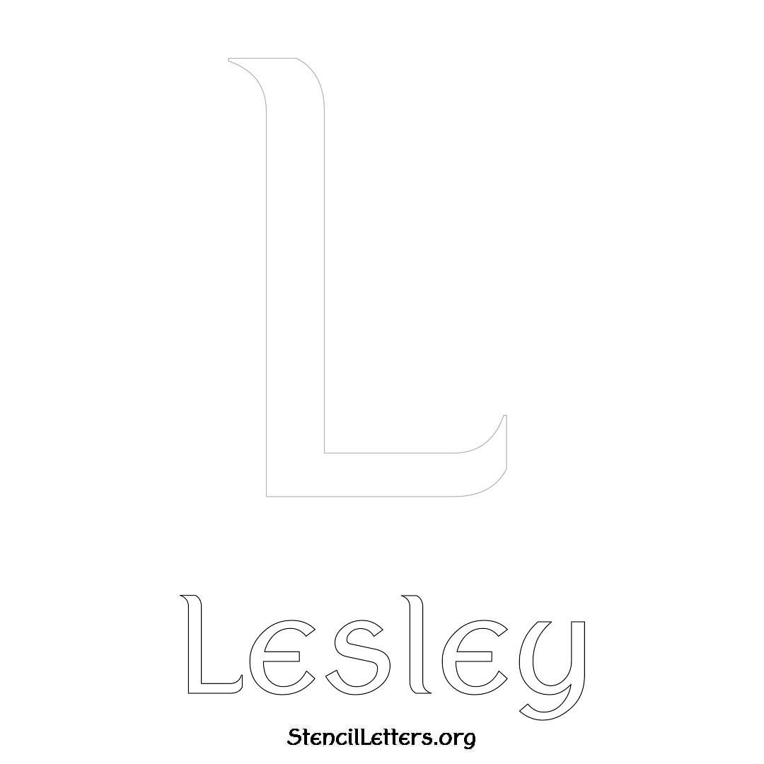 Lesley printable name initial stencil in Ancient Lettering