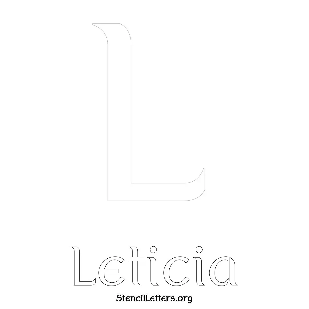 Leticia Free Printable Name Stencils with 6 Unique Typography Styles and Lettering Bridges