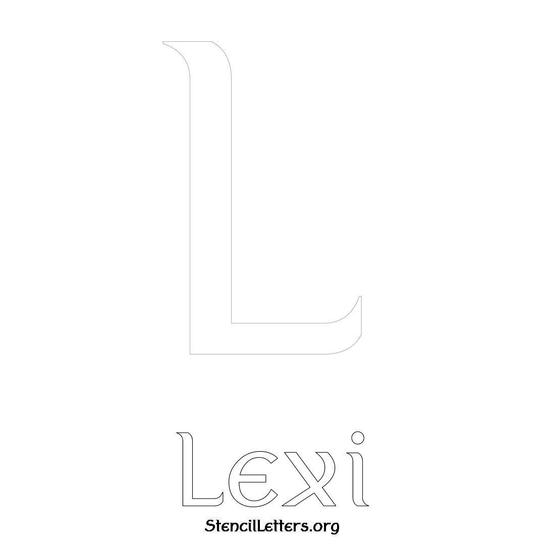 Lexi printable name initial stencil in Ancient Lettering