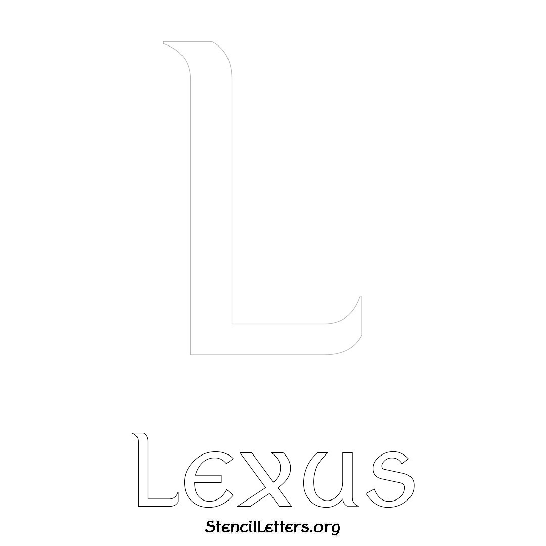 Lexus printable name initial stencil in Ancient Lettering