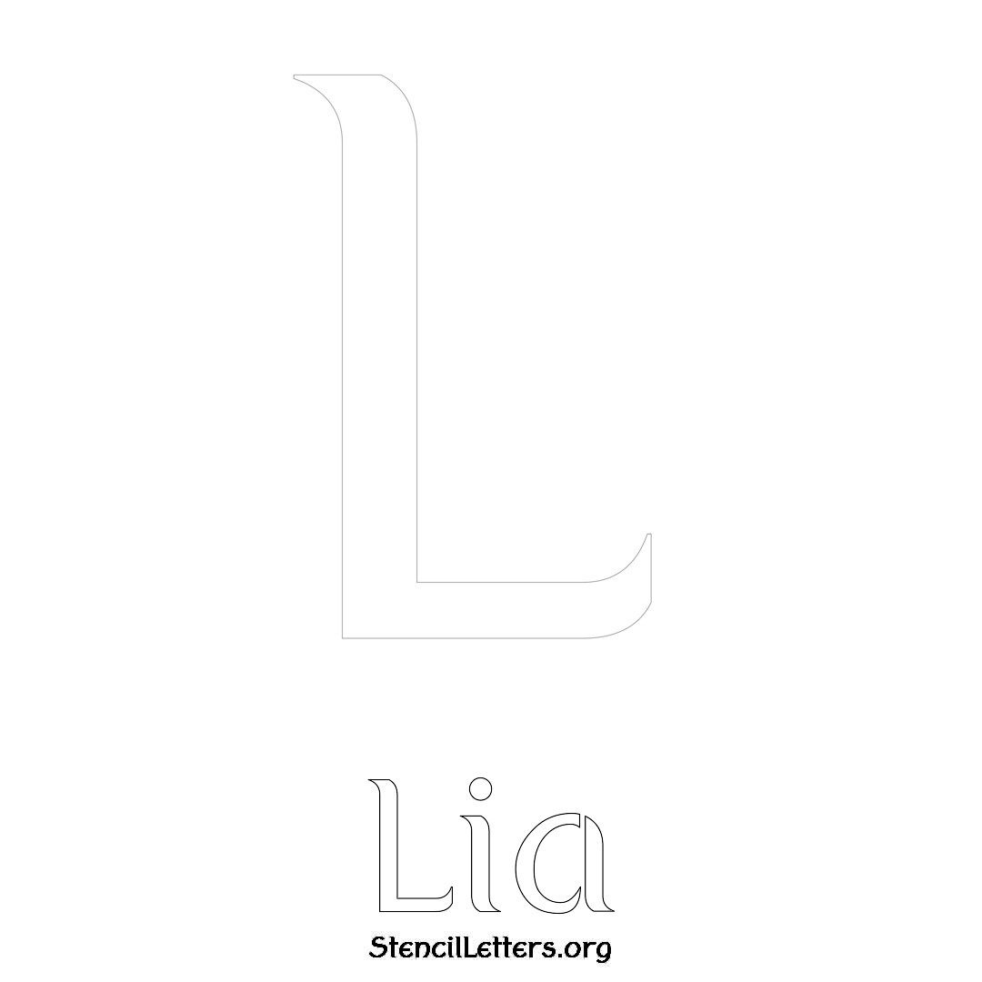 Lia printable name initial stencil in Ancient Lettering