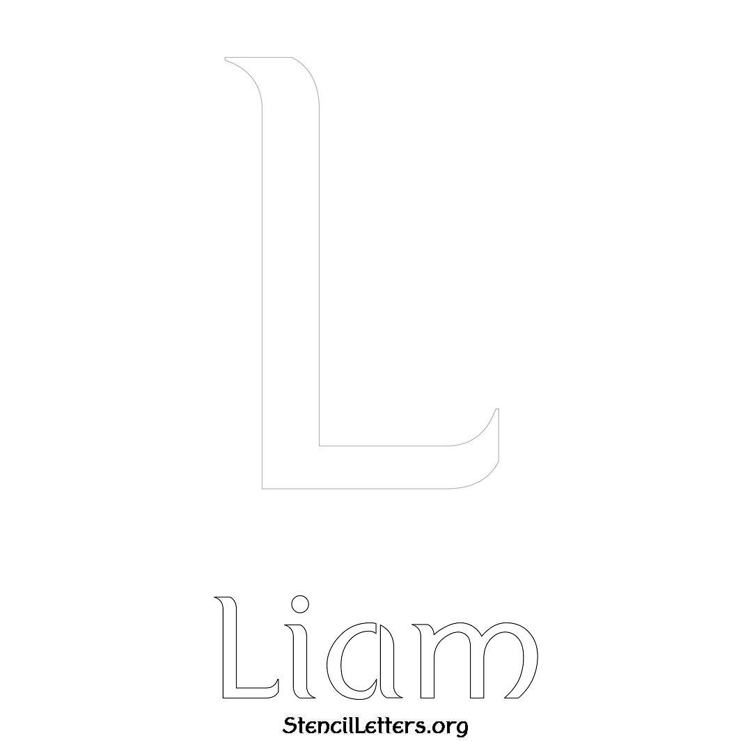 Liam printable name initial stencil in Ancient Lettering