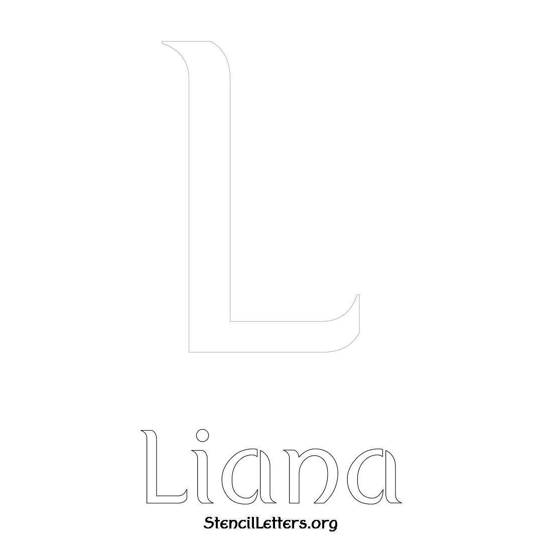 Liana printable name initial stencil in Ancient Lettering