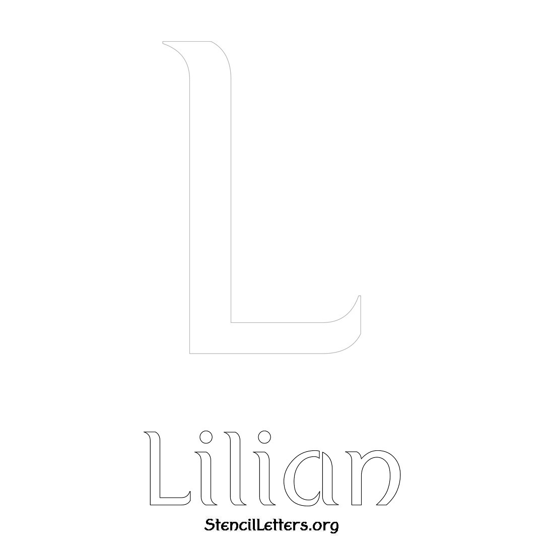 Lilian printable name initial stencil in Ancient Lettering