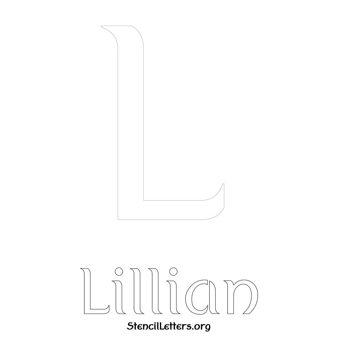 Lillian printable name initial stencil in Ancient Lettering