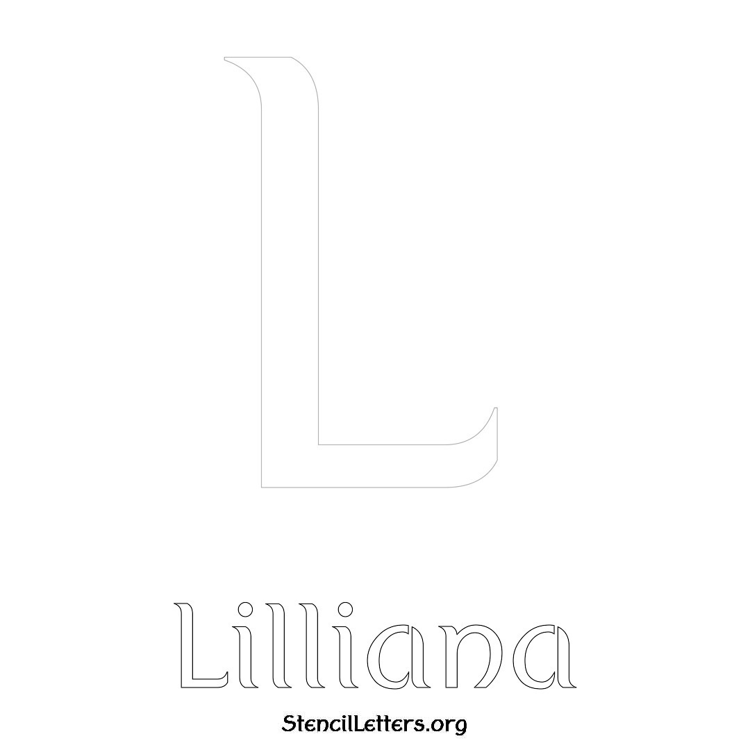 Lilliana printable name initial stencil in Ancient Lettering