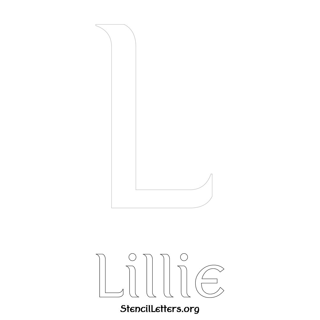 Lillie printable name initial stencil in Ancient Lettering