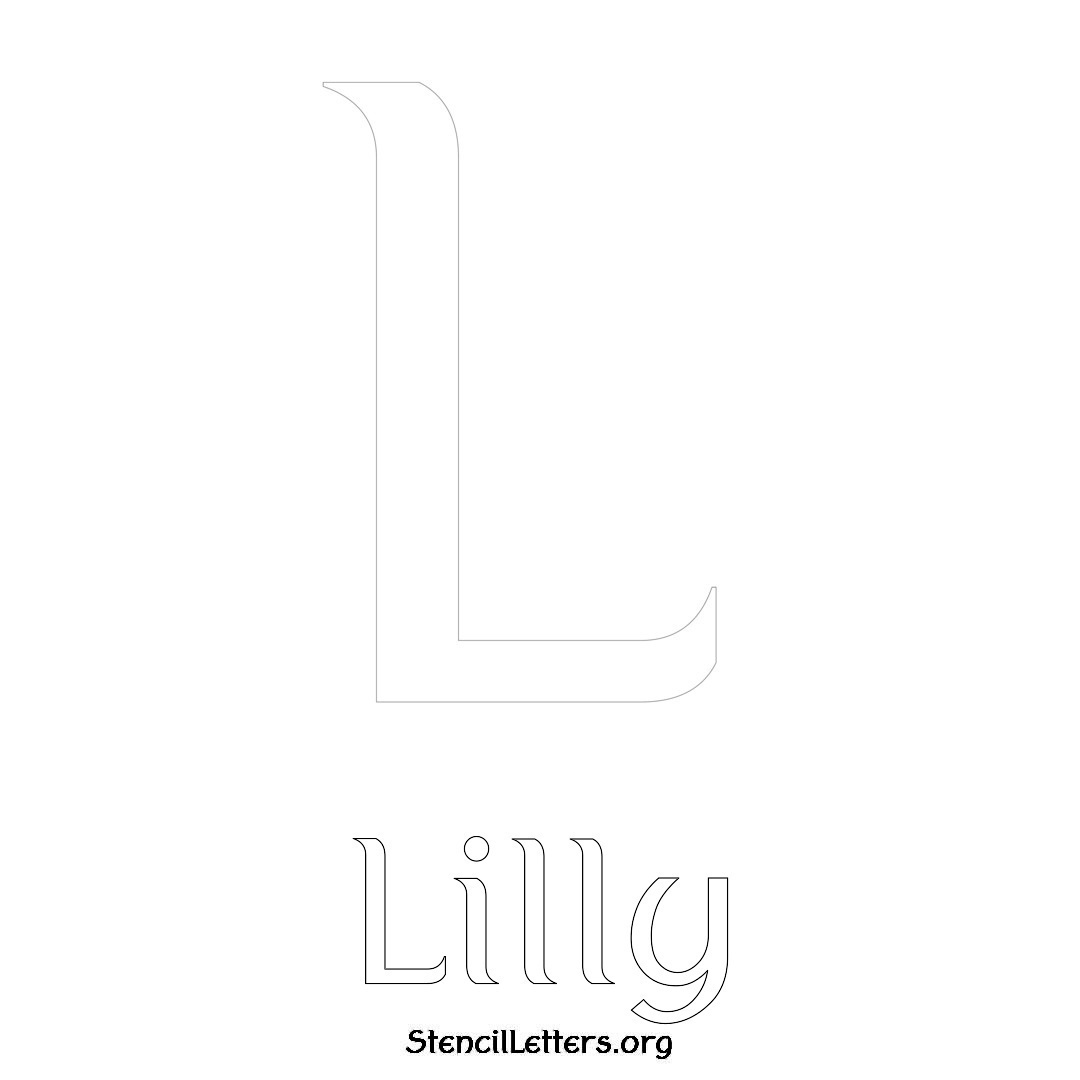 Lilly printable name initial stencil in Ancient Lettering