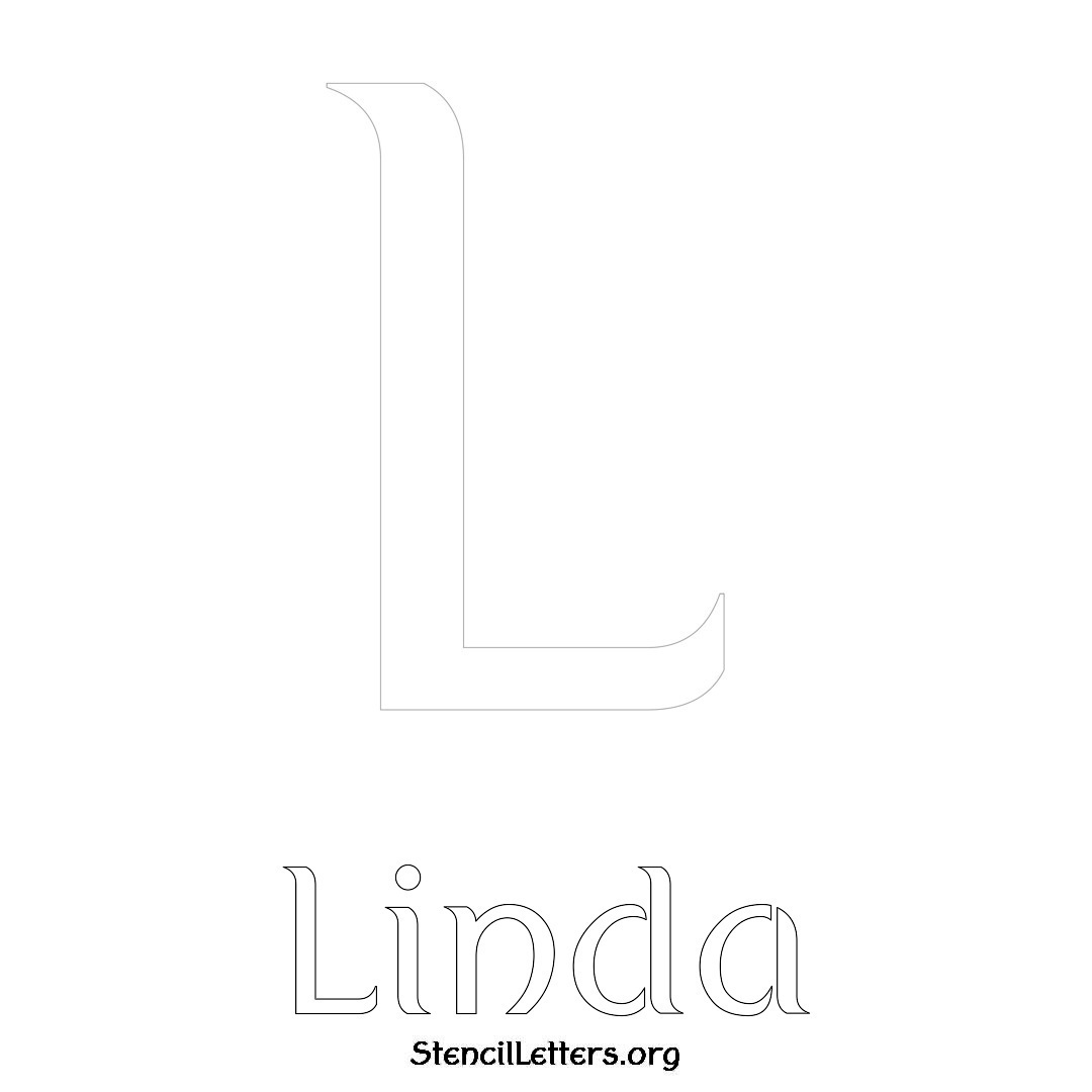 Linda printable name initial stencil in Ancient Lettering