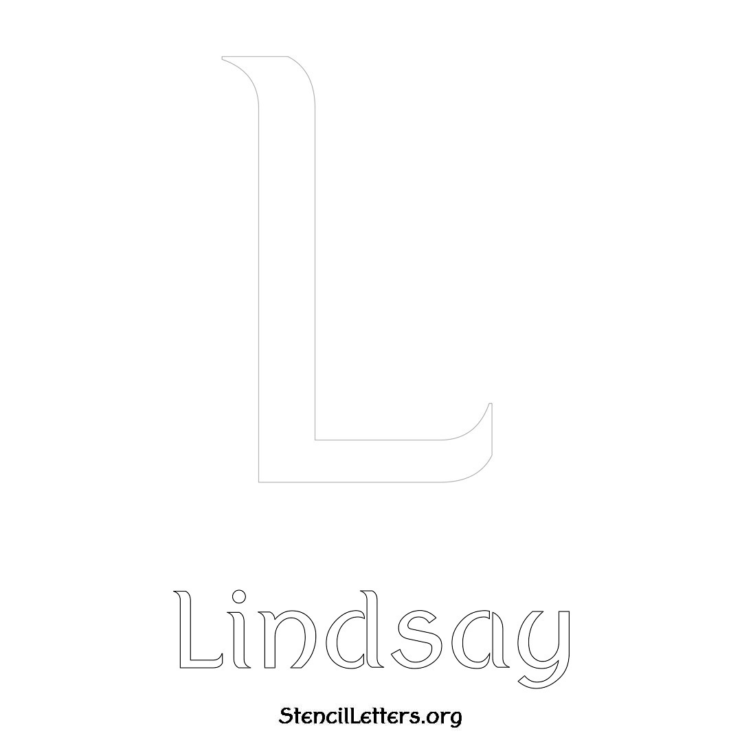 Lindsay printable name initial stencil in Ancient Lettering