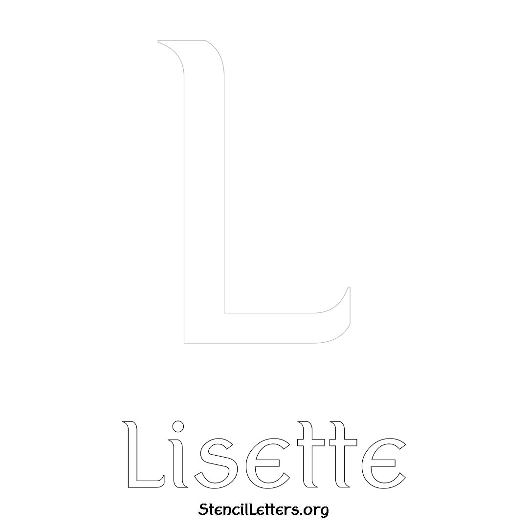 Lisette printable name initial stencil in Ancient Lettering