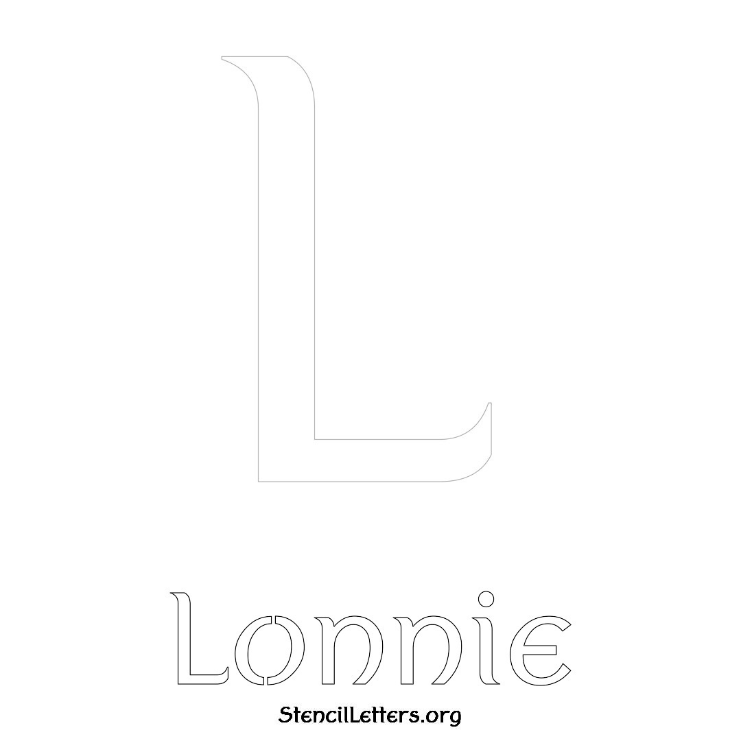 Lonnie printable name initial stencil in Ancient Lettering