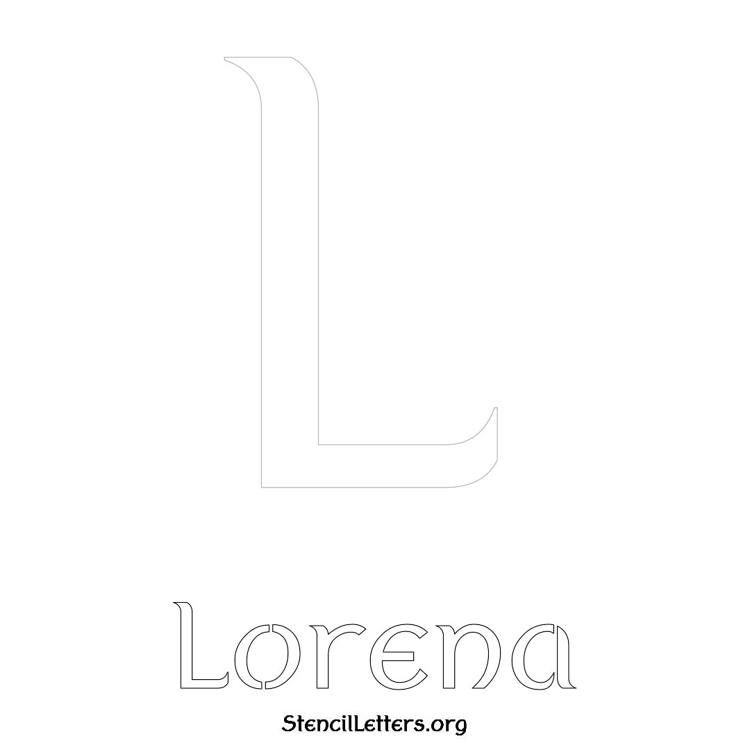 Lorena printable name initial stencil in Ancient Lettering