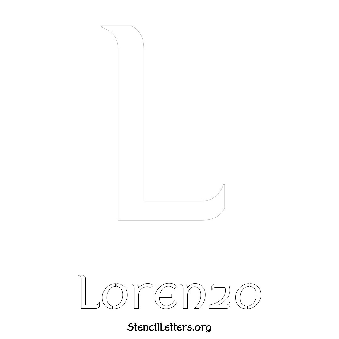 Lorenzo printable name initial stencil in Ancient Lettering